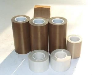 Uso de embalaje industrial Hoja de tela autoadhesiva de silicona de cinta de fibra de vidrio PTFE puro marrón de alta calidad